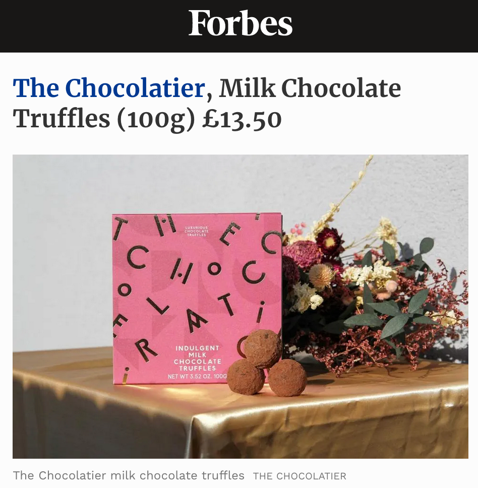 Forbes: The Chocolatier - Best Luxury Milk Chocolate Truffles 2024