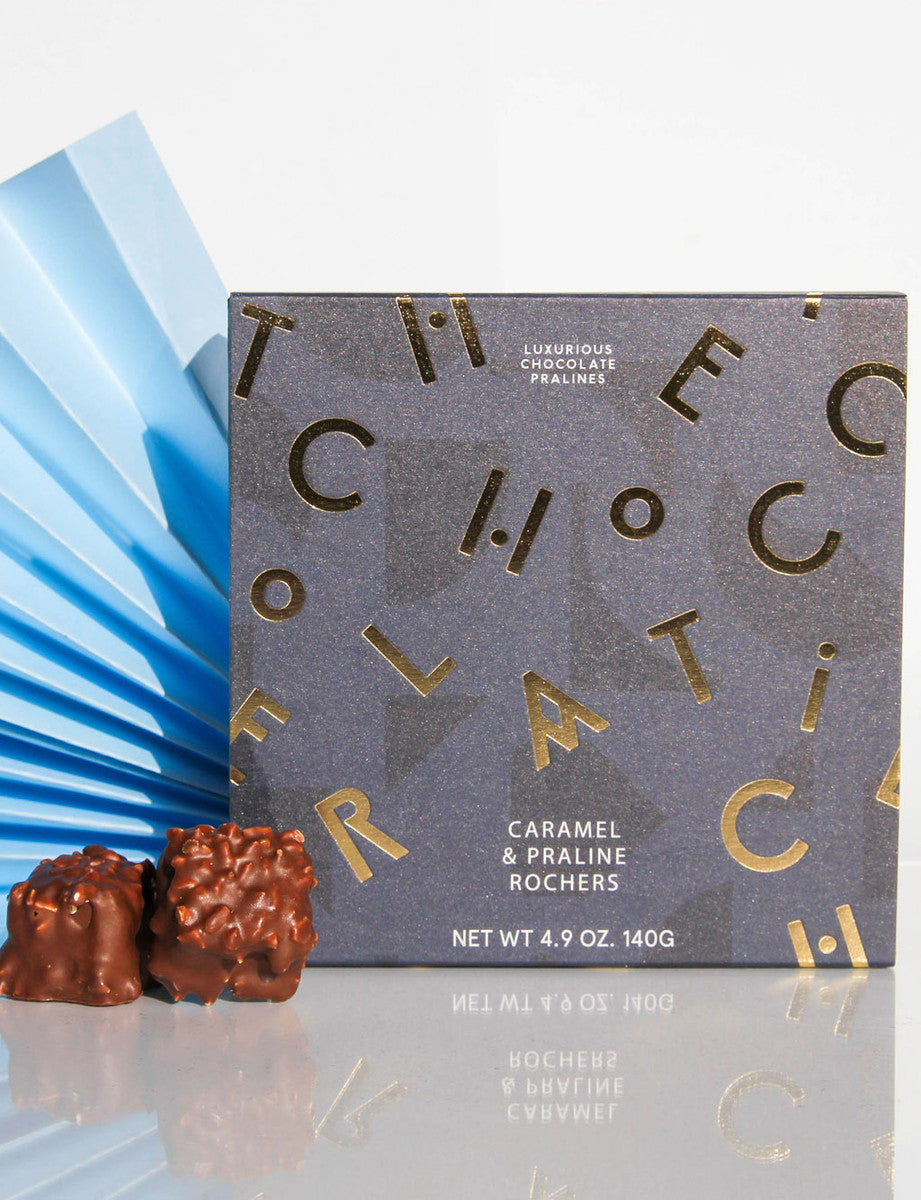 Caramel & Praline Rochers in Milk and Dark Chocolate 140g