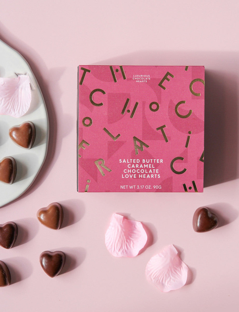 Chocolate Salted Butter Caramels Love Hearts 90g