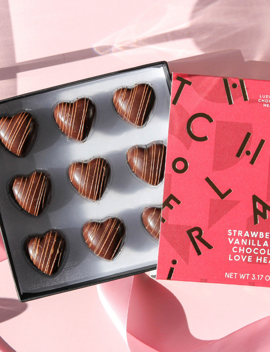 Strawberry & Vanilla Milk Chocolate Love Hearts 90g